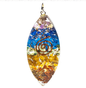 Orgonite pendentif ovale multicouleur