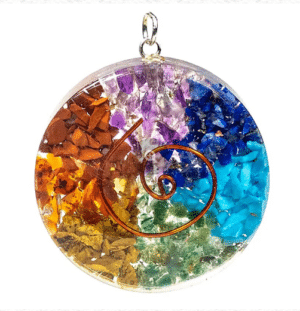 Orgonite pendentif rond multicouleur